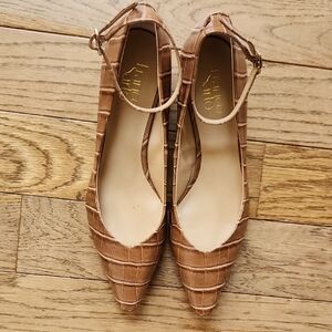 Franco Sarto Tan Croc-Embossed Flats